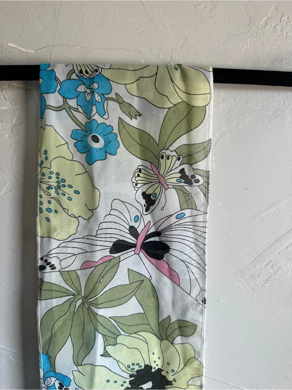 Floral Butterfly Oblong Scarf Cottagecore Botanical Garden Spring Retro Sheer